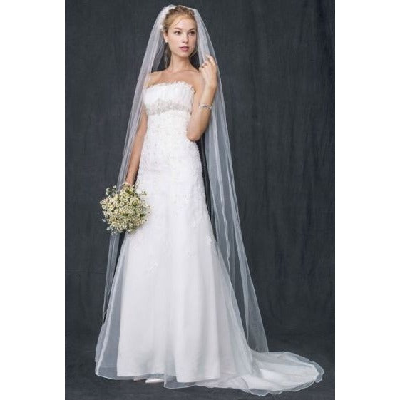 Organza Trumpet Wedding Dress with Beaded Lace in Ivory NWT 6 WG3121