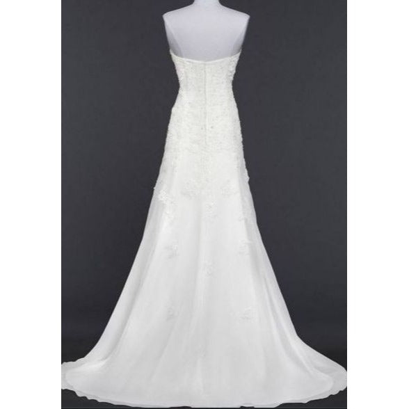 Organza Trumpet Wedding Dress with Beaded Lace in Ivory NWT 6 WG3121