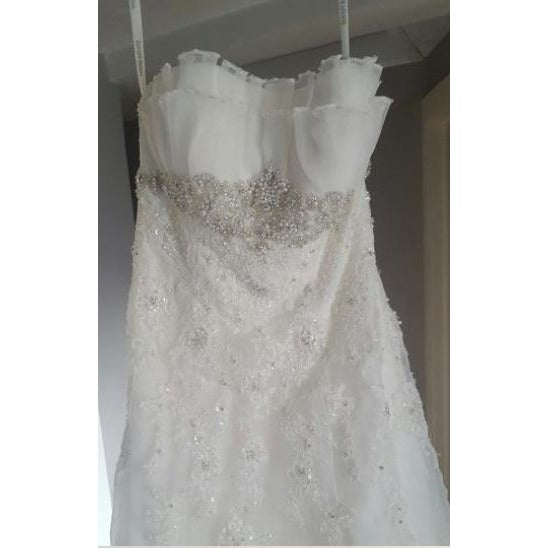 Organza Trumpet Wedding Dress with Beaded Lace in Ivory NWT 6 WG3121