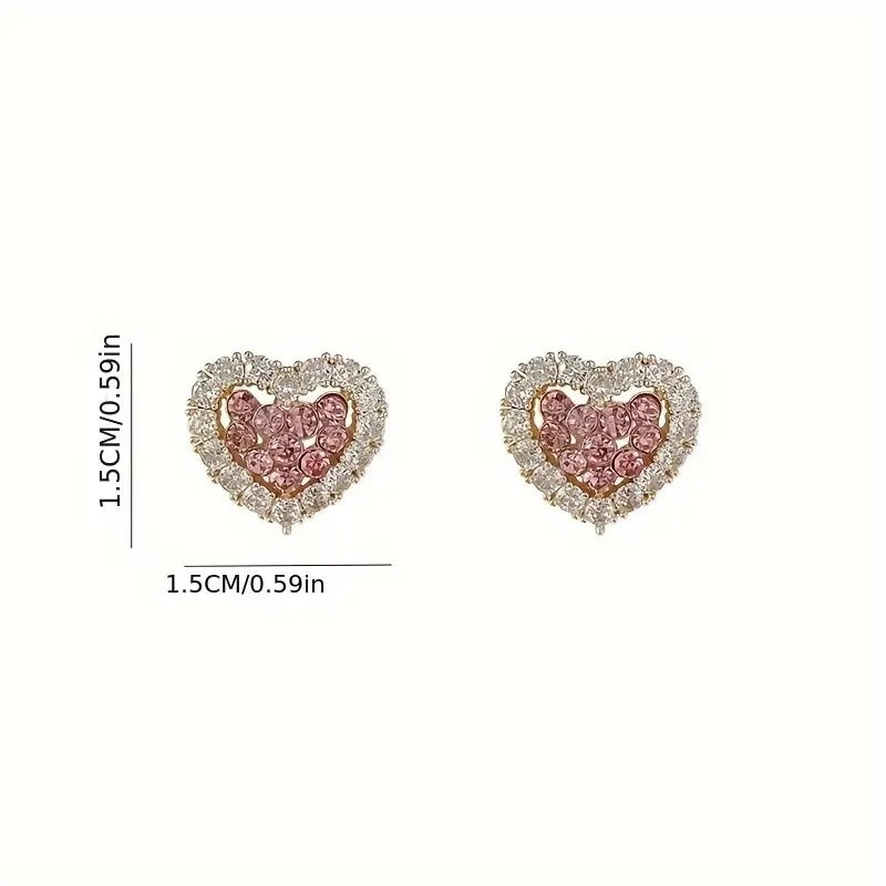 Heart-Shaped Pink & White Stud Earrings