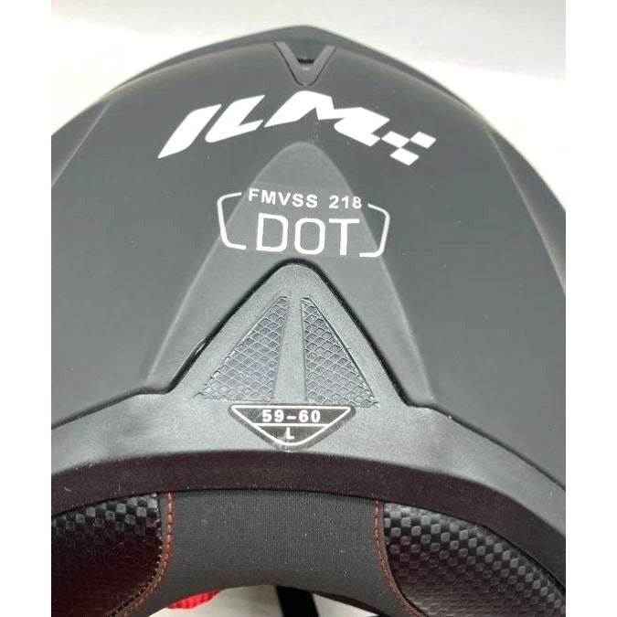 ILM DOT Certified Full Face Motorcycle Helmet Black 59-60 CM Size L