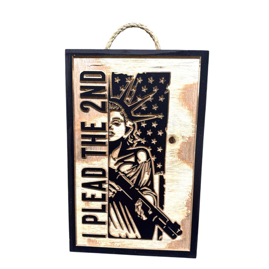 Custom I Plead The 2nd Wooden Wall Art With Rope Hanger 8.5" X 13"