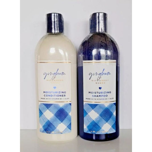 Gingham Bath & Body Works Moisturizing Shampoo & Conditioner Set With Vitamin B5 & Aloe 10 Fl Oz New