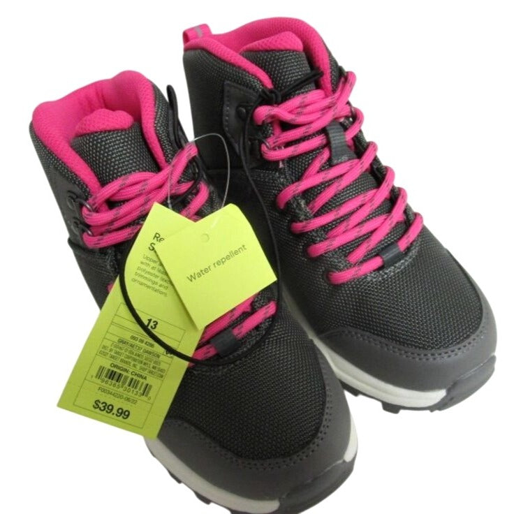 NWT All In Motion Kids Water Repellent Hiking Boots Size 13 Black & Pink