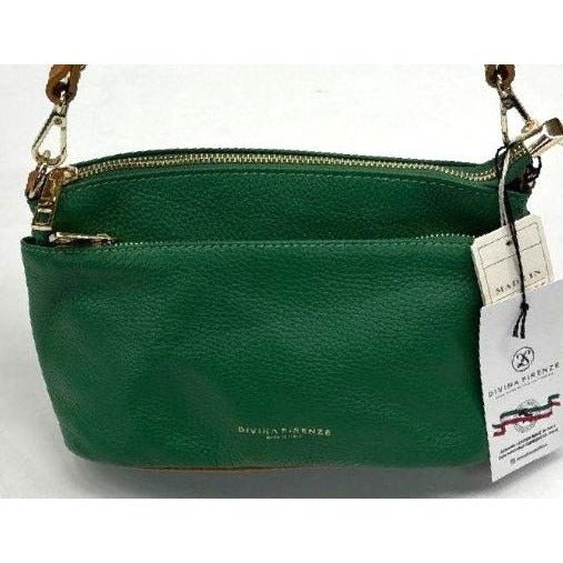 NWT Divina Firenze Lilla Green Handmade Leather Convertible Shoulder Bag Italy