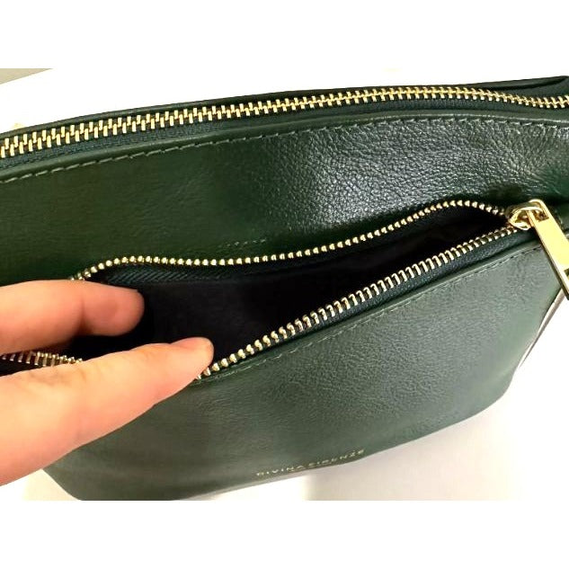 NWT Divina Firenze Lilla Green Handmade Leather Convertible Shoulder Bag Italy