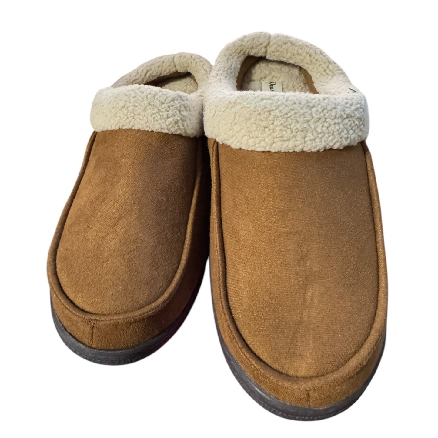 Memory Foam Suede Slippers With Faux Sherpa Lining For Men Sz 13-14 NWOT