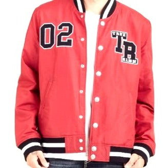 True Religion Varsity Jacket 2XL Red/Black Nylon & Cotton Blend Men's Outerwear