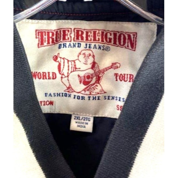 True Religion Varsity Jacket 2XL Red/Black Nylon & Cotton Blend Men's Outerwear