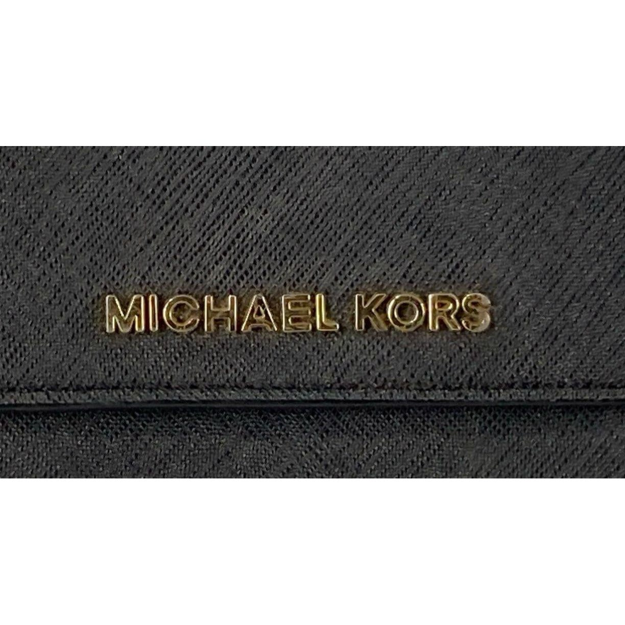 Michael Kors Jet Set Travel Crossbody Wallet Bag With Chain Strap & Snap Closure - Black