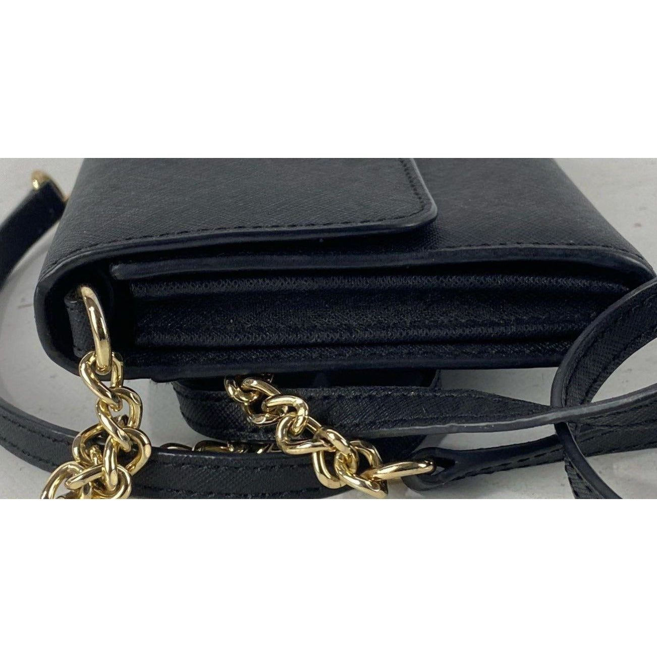 Michael Kors Jet Set Travel Crossbody Wallet Bag With Chain Strap & Snap Closure - Black