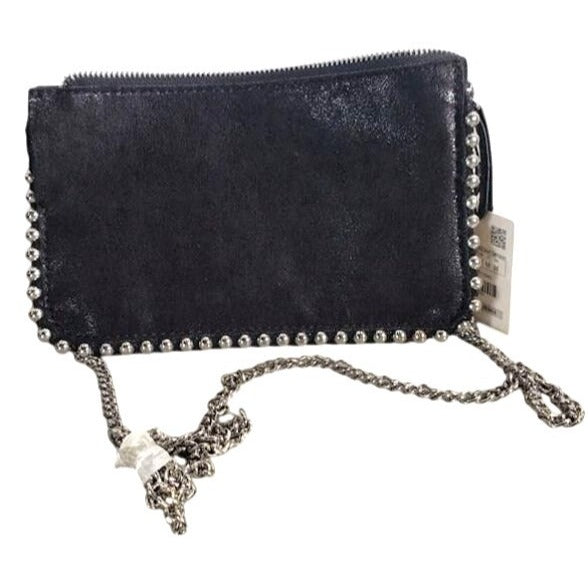 Zara Black Chain Studded Clutch NWT Bag With Zipper Closure & Detachable Strap NEW