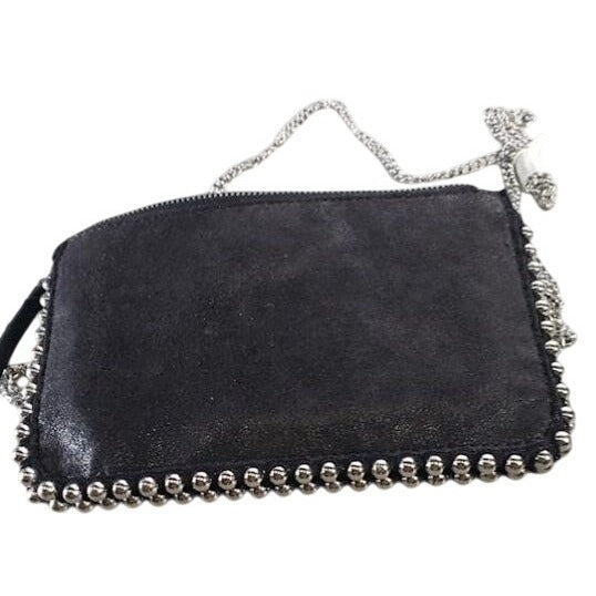 Zara Black Chain Studded Clutch NWT Bag With Zipper Closure & Detachable Strap NEW