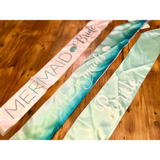 Bride Mermaid Bride and Mermaids Sashes Bridal Wedding Bachelorette Party