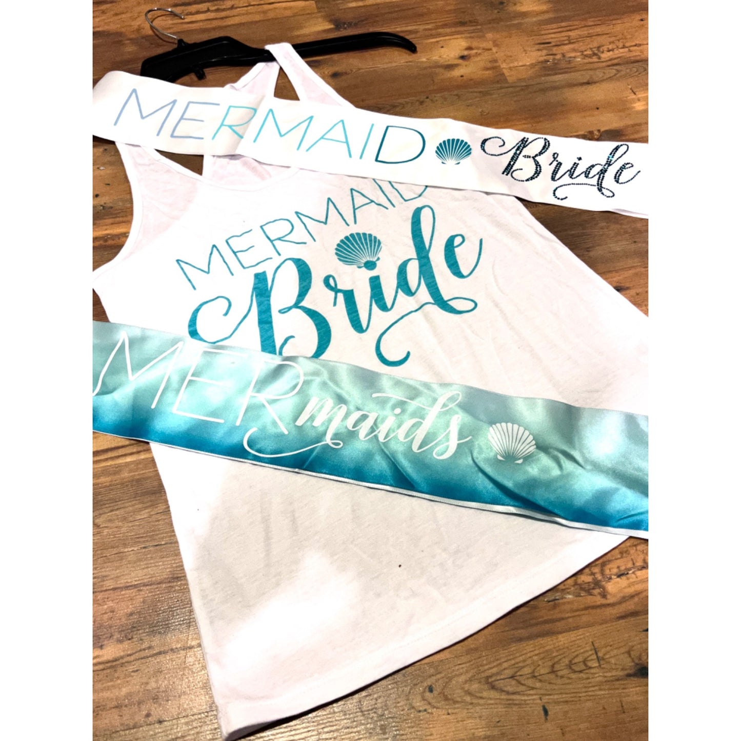 Bride Mermaid Bride and Mermaids Sashes Bridal Wedding Bachelorette Party