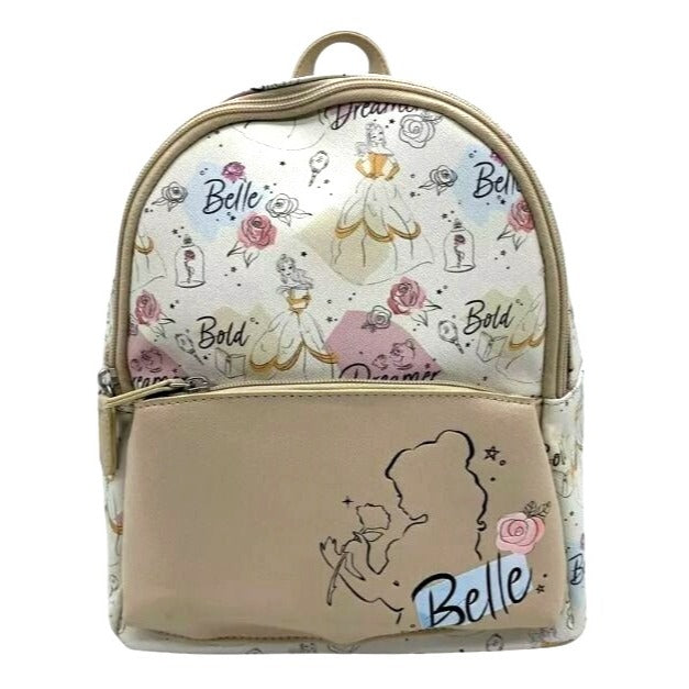 Disney Belle Themed Mini Backpack With Adjustable Straps & Zipper Closure