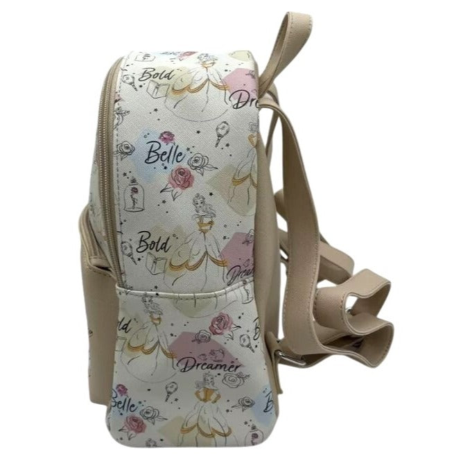 Disney Belle Themed Mini Backpack With Adjustable Straps & Zipper Closure