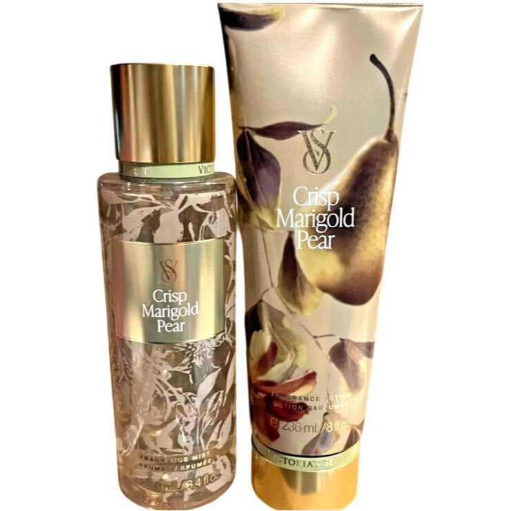 Victorias Secret Crisp Marigold Pear Fragrance Mist & Lotion Set NEW