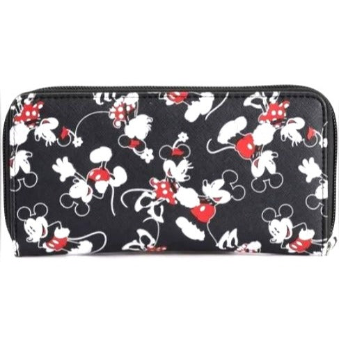 Disney Mickey & Minnie Mouse Black & Red Zipper Wallet  NWOT