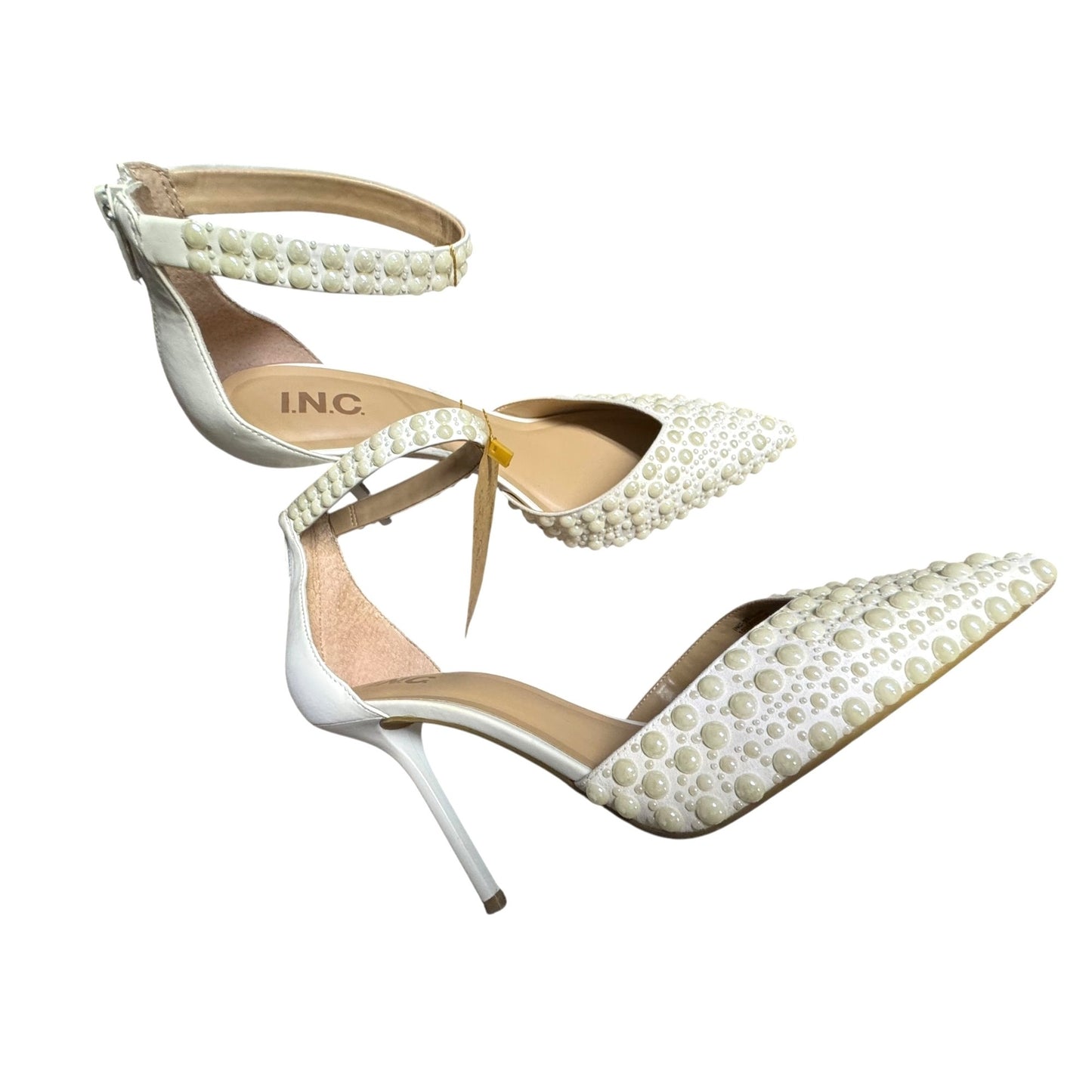 INC Women's White Pearl-Embellished Wedding Bridal Pointed-Toe Heels 10.5