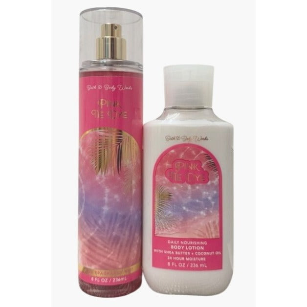 Bath & Body Works Pink Tie Dye Body Lotion & Fragrance Mist Set New