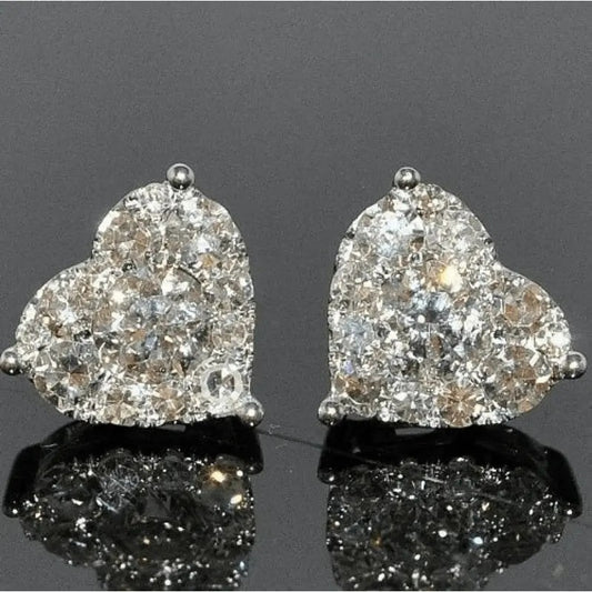 Heart-Shaped Silver Toned Earrings With Sparkling Cubic Zirconia Stones