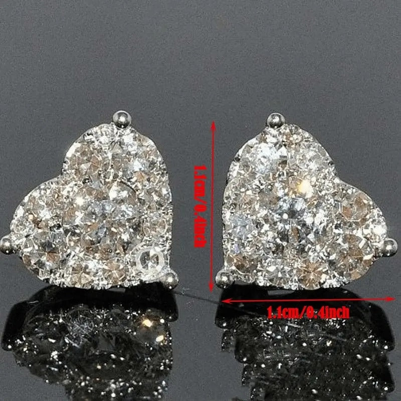 Heart-Shaped Silver Toned Earrings With Sparkling Cubic Zirconia Stones