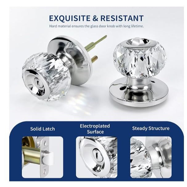 LOQRON Crystal Door Knobs 3 Piece Set NWB