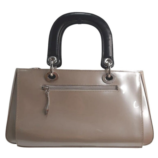 Bejo Beige & Black Handbag With Silver Hardware & Multiple Compartments