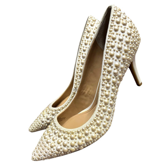 Elegant Ivory 8.5 Pearl Bridal Wedding Embellished Pointed Toe Heels