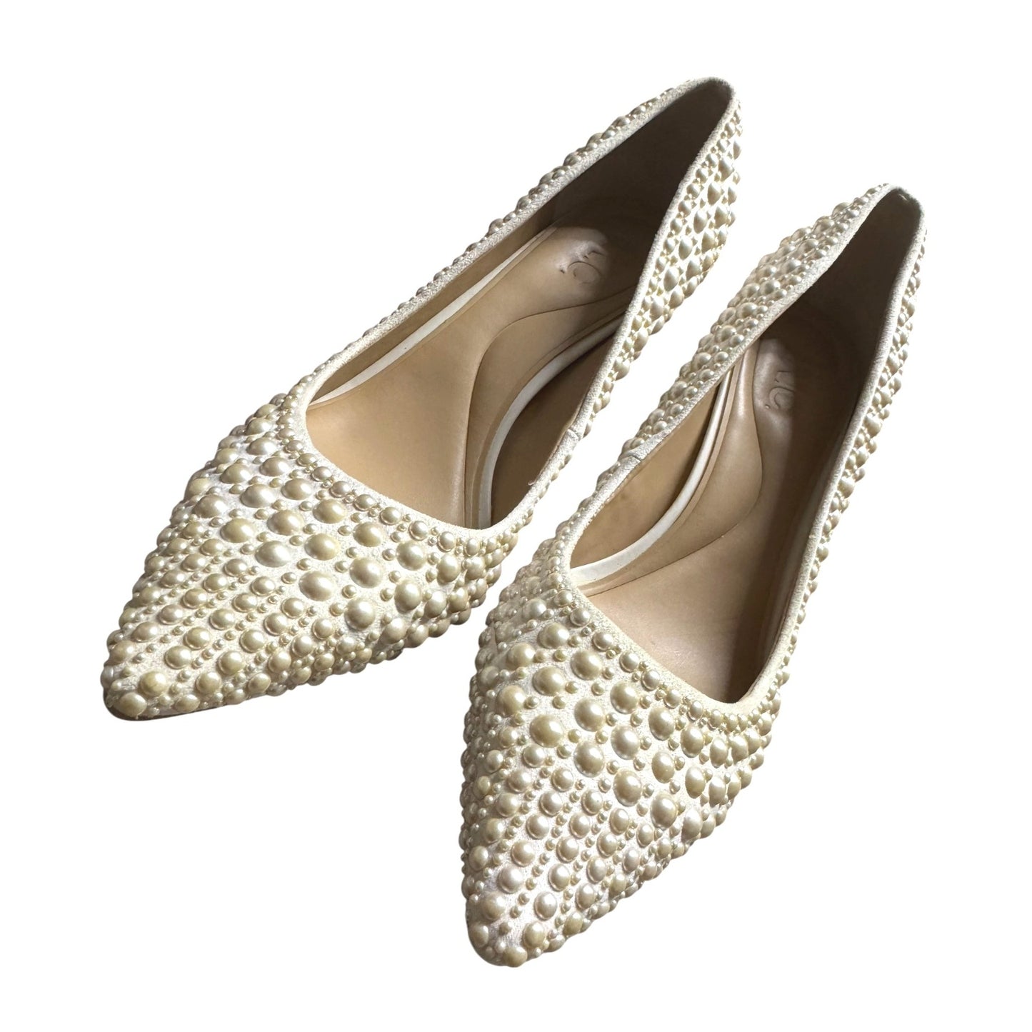 Elegant Ivory 8.5 Pearl Bridal Wedding Embellished Pointed Toe Heels