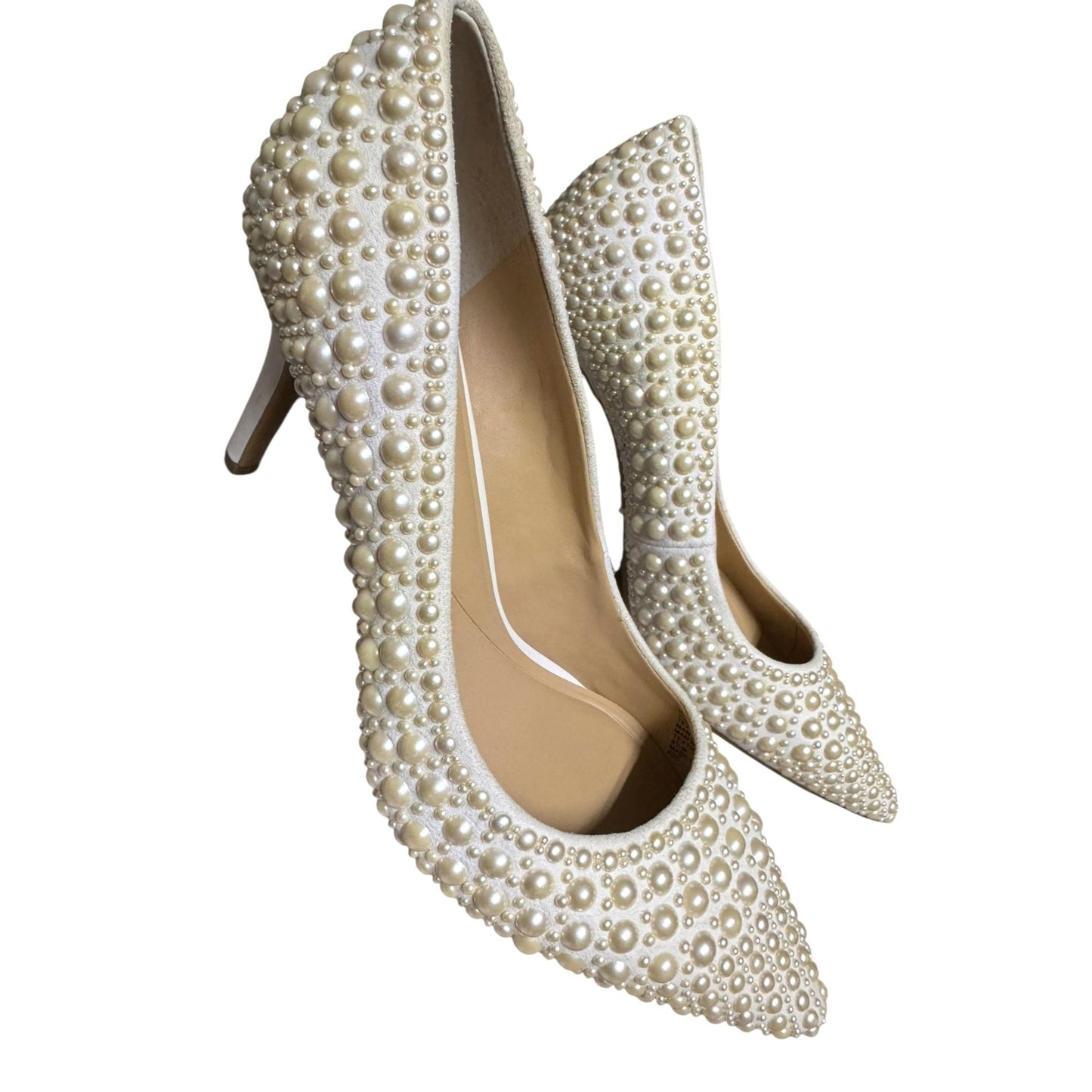 Elegant Ivory 8.5 Pearl Bridal Wedding Embellished Pointed Toe Heels