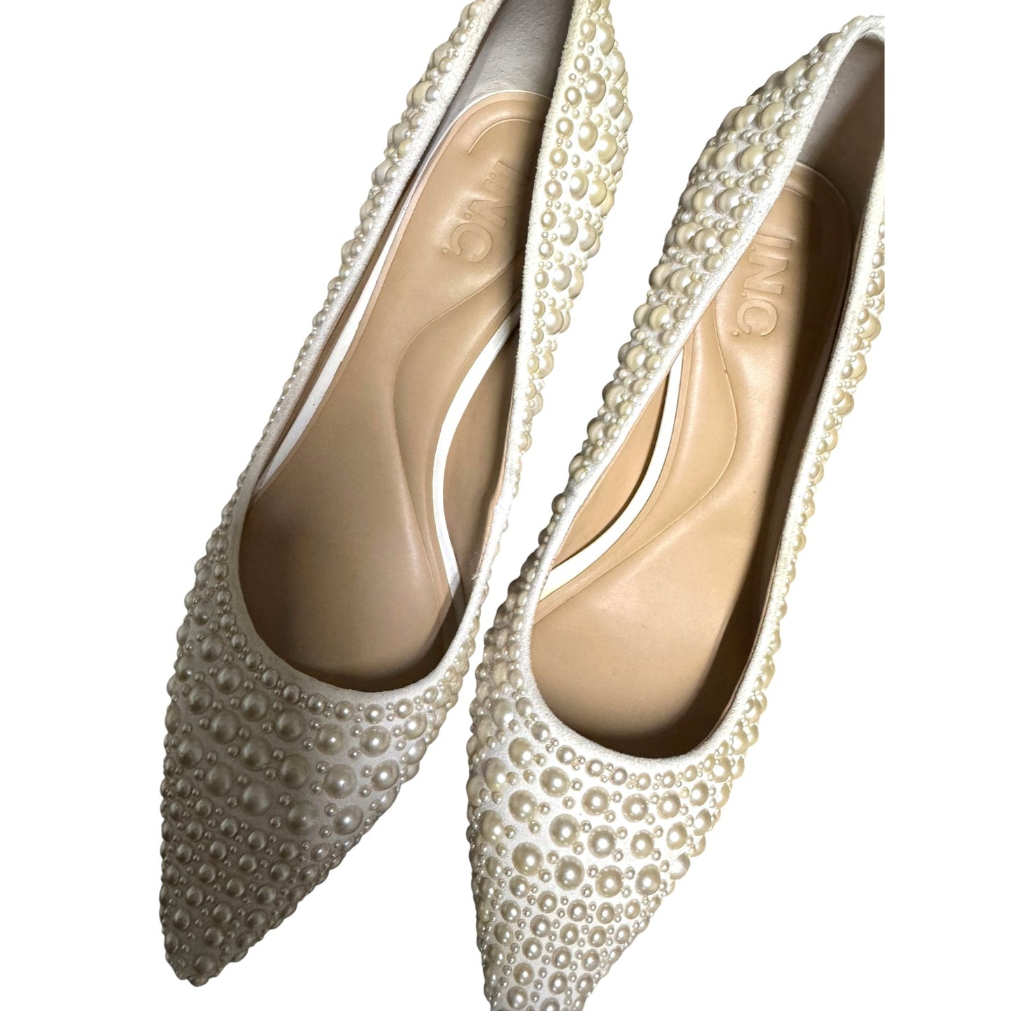 Elegant Ivory 8.5 Pearl Bridal Wedding Embellished Pointed Toe Heels