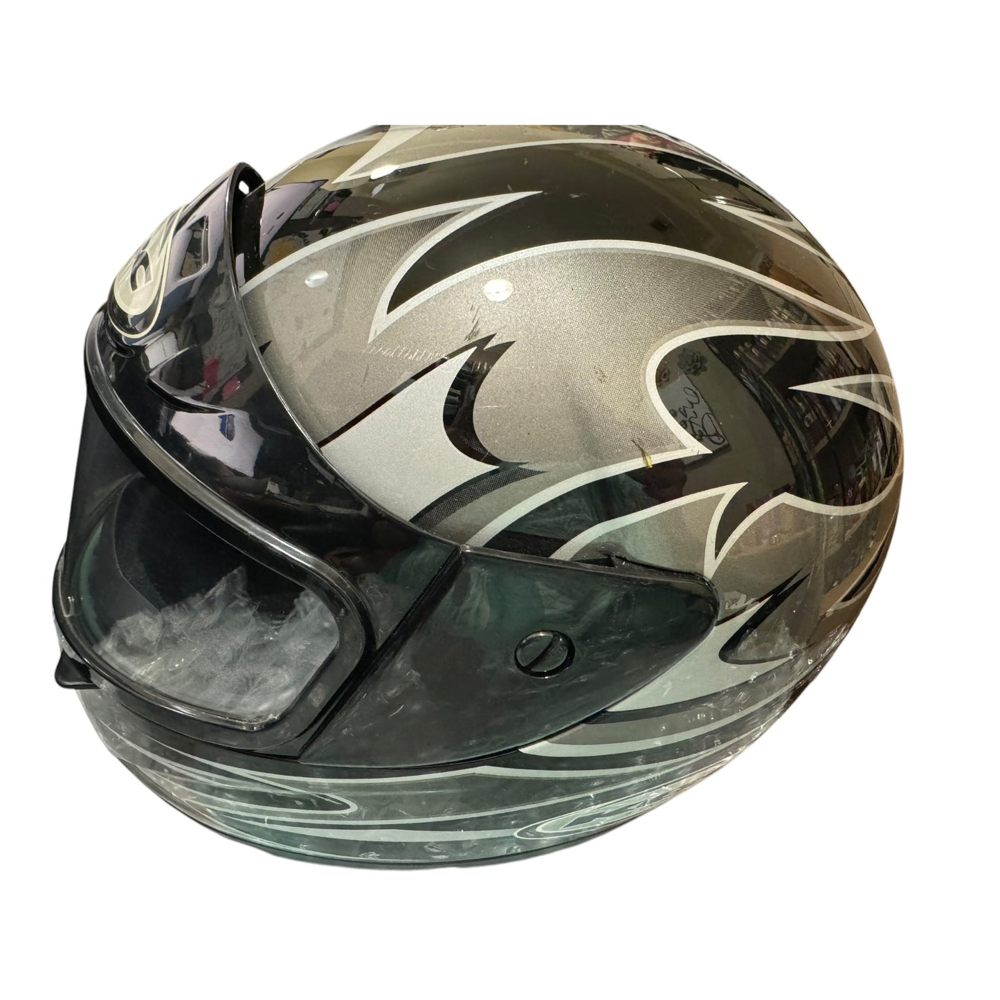 KBC Full-Face Motorcycle Helmet With Visor DOT Approved Size S Black/Silver