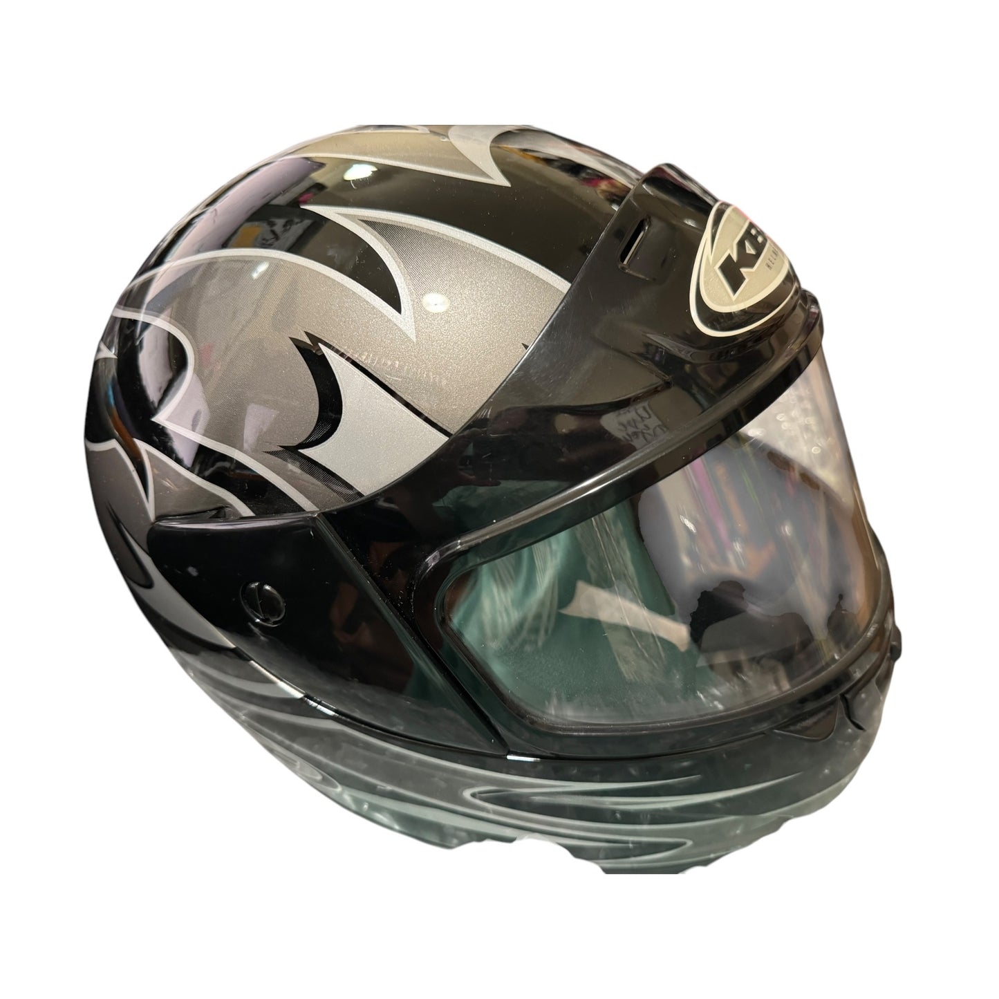 KBC Full-Face Motorcycle Helmet With Visor DOT Approved Size S Black/Silver