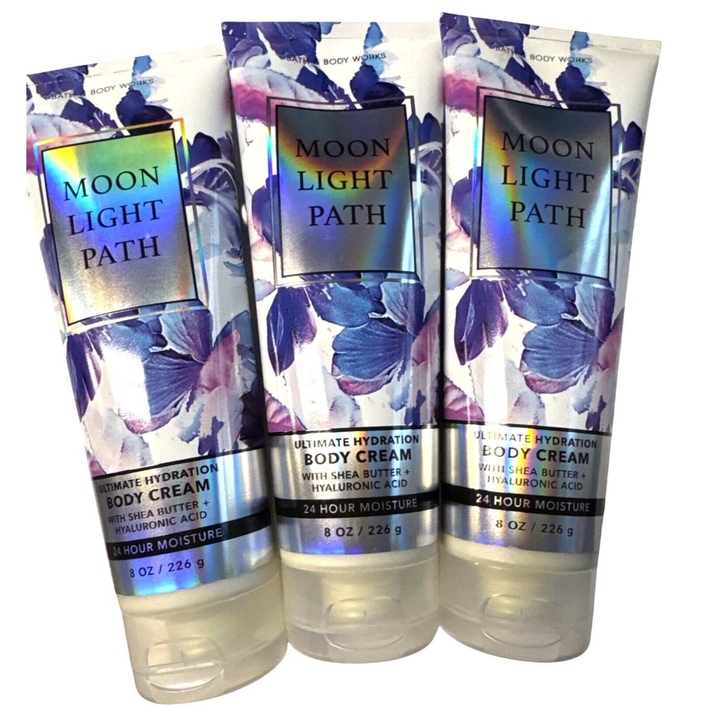 Bath & Body Works Moonlight Path Body Cream 8 Oz With Shea Butter & Hyaluronic Acid 3pc Set NEW