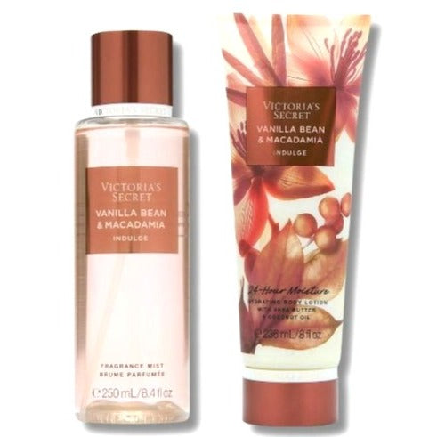 Victorias Secret Vanilla Bean & Macadamia Fragrance Mist & Body Lotion Set 8.4 Fl Oz & 8 Oz